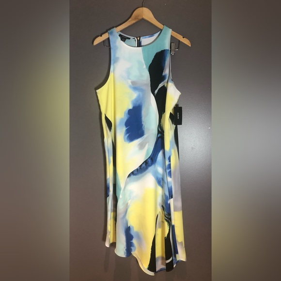 Alfani Abstract Watercolor Bias-Cut Dress Size 14 NWT - Picture 2 of 9